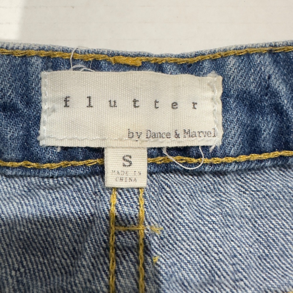 Flutter by Dance & Marvel Women Denim Mini Skirt Light Wash Side Stripe DMS1640B - Picture 5 of 7